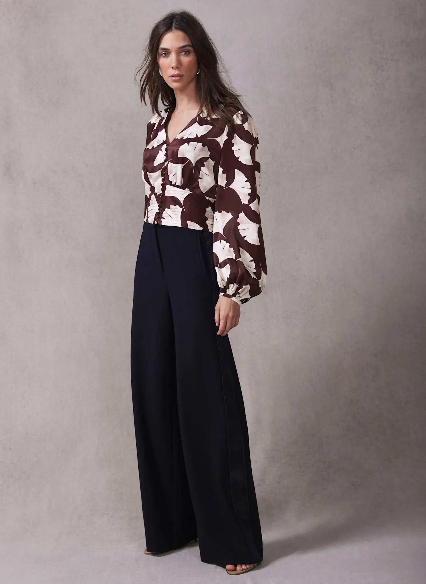 Black Satin Stripe Wide Trousers sold by Mint Velvet product image thumbnail 2