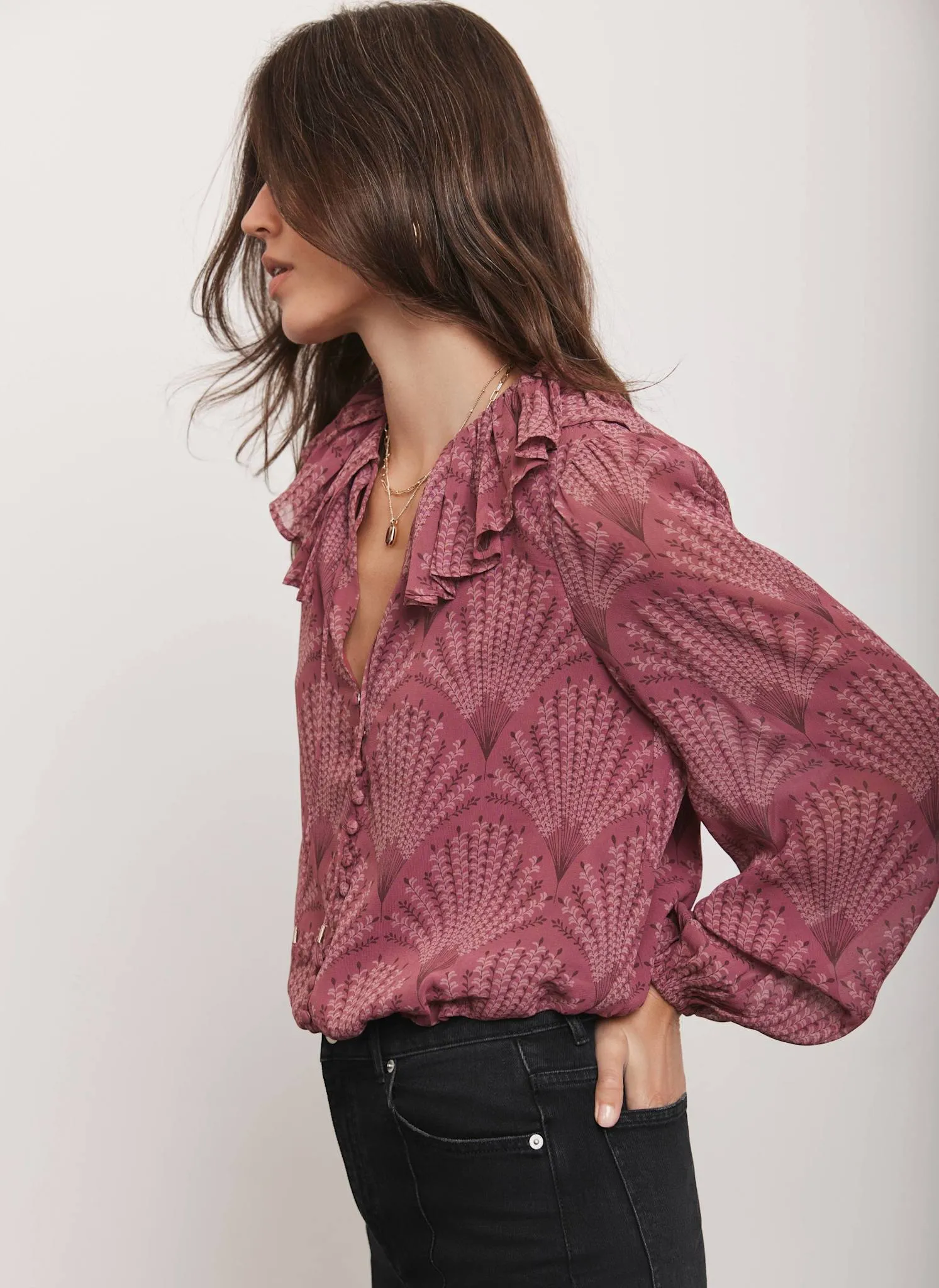 Burgundy Floral Print Blouse sold by Mint Velvet product image thumbnail 3