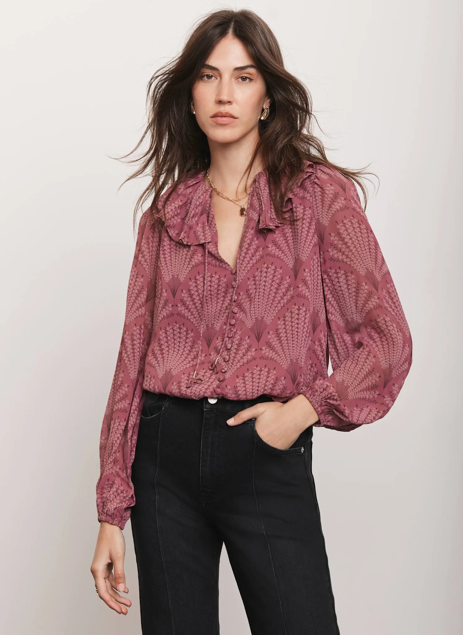 Burgundy Floral Print Blouse sold by Mint Velvet product image thumbnail 2
