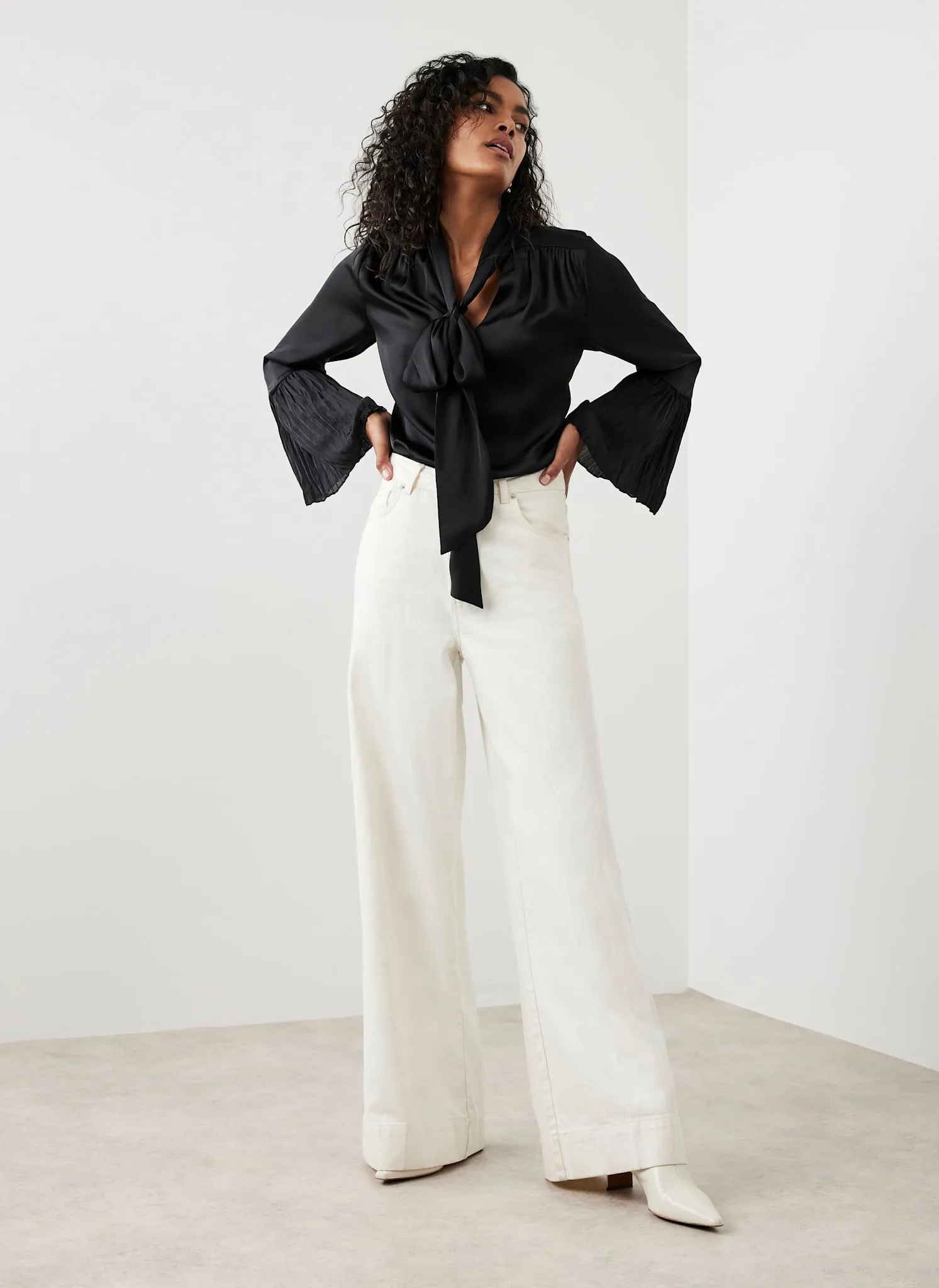 Black Satin Bow Blouse sold by Mint Velvet product image thumbnail 3