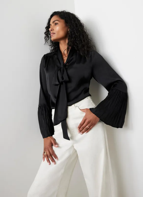 Black Satin Bow Blouse sold by Mint Velvet
