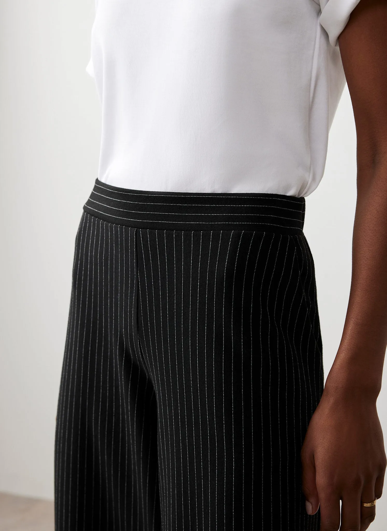 Black Pinstripe Wide Trousers sold by Mint Velvet product image thumbnail 3