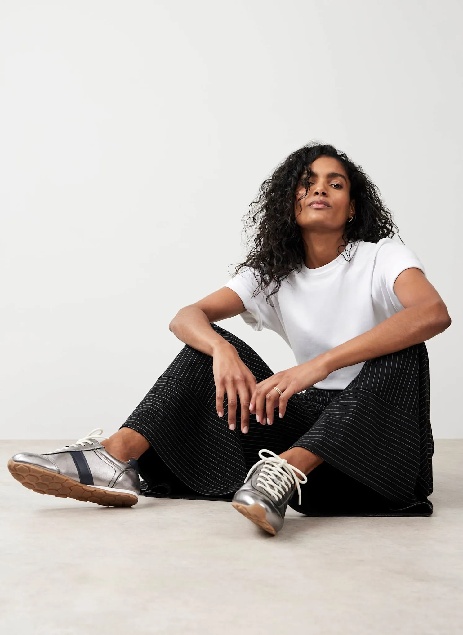 Black Pinstripe Wide Trousers sold by Mint Velvet product image thumbnail 5