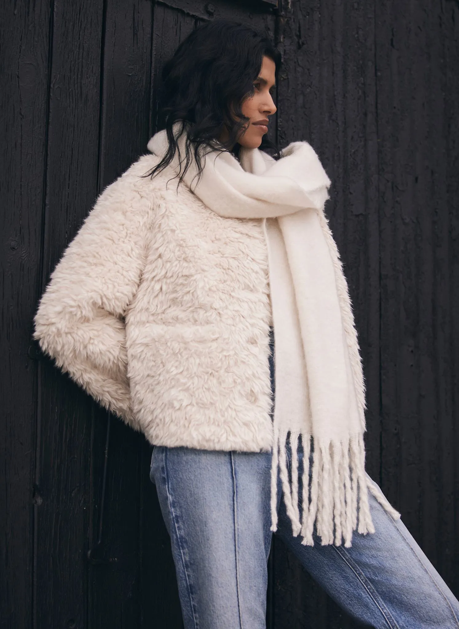 Neutral Faux Fur Jacket sold by Mint Velvet product image thumbnail 2