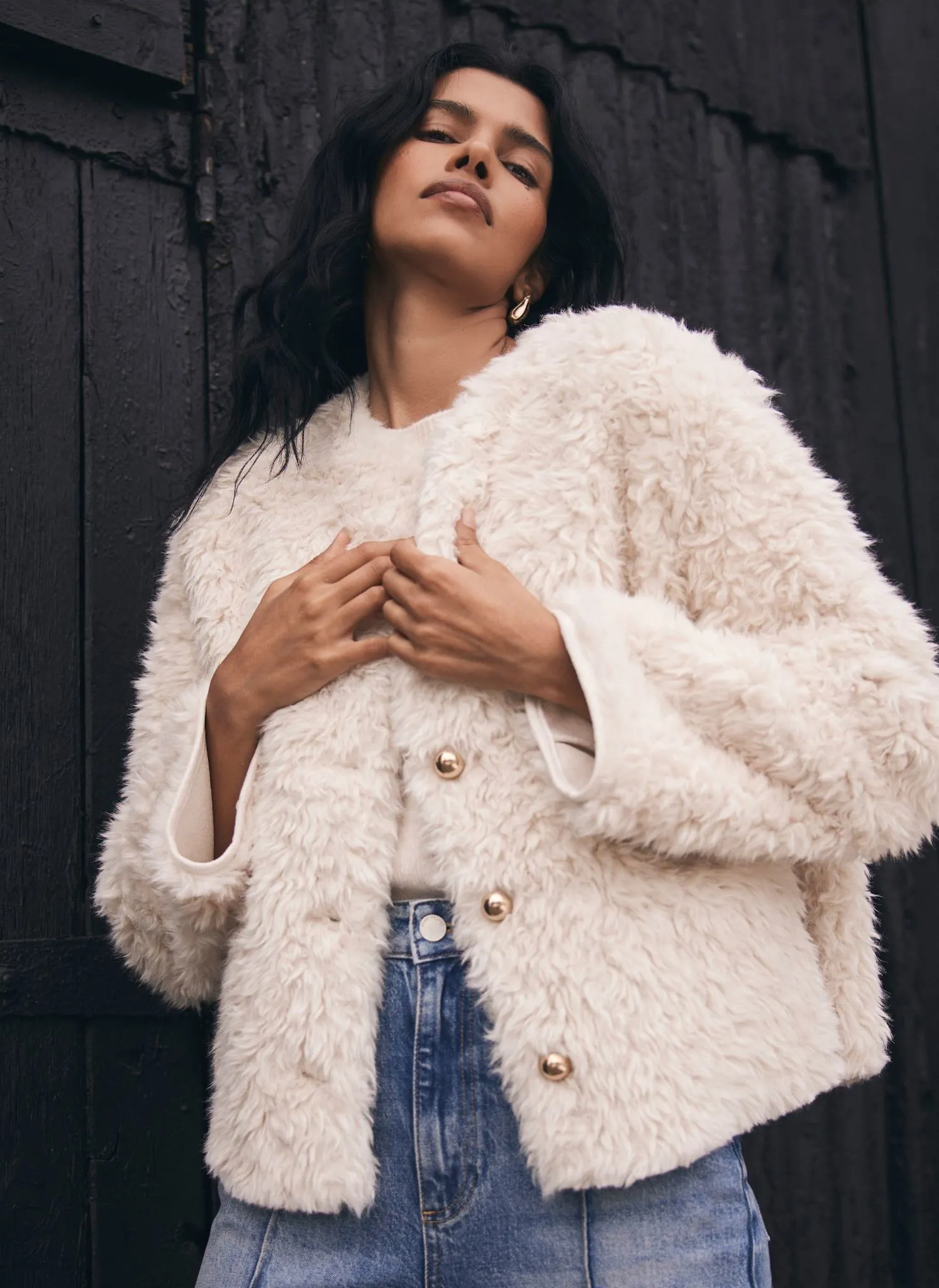 Neutral Faux Fur Jacket sold by Mint Velvet product image thumbnail 3