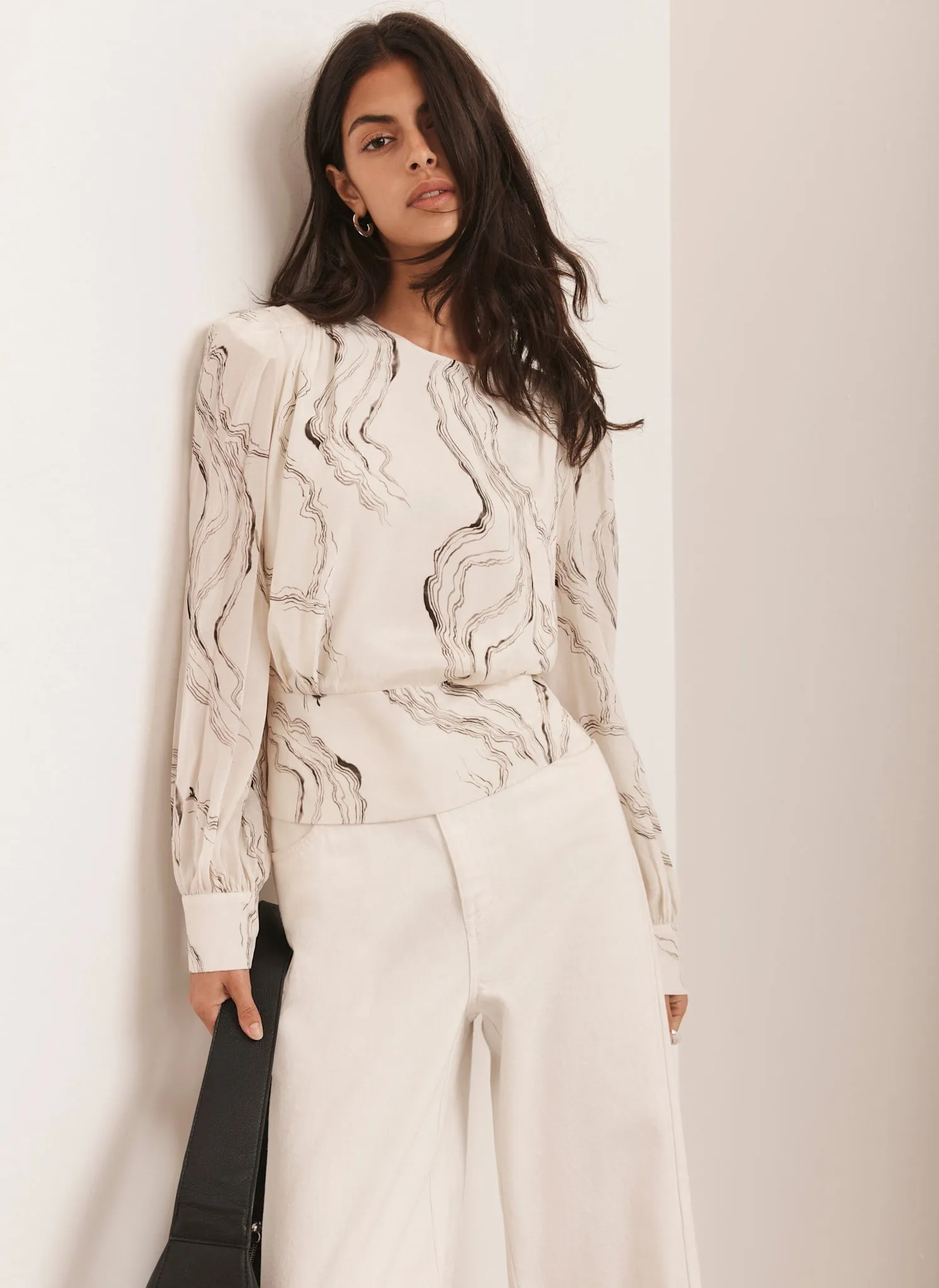 Cream Marble Print Blouse sold by Mint Velvet