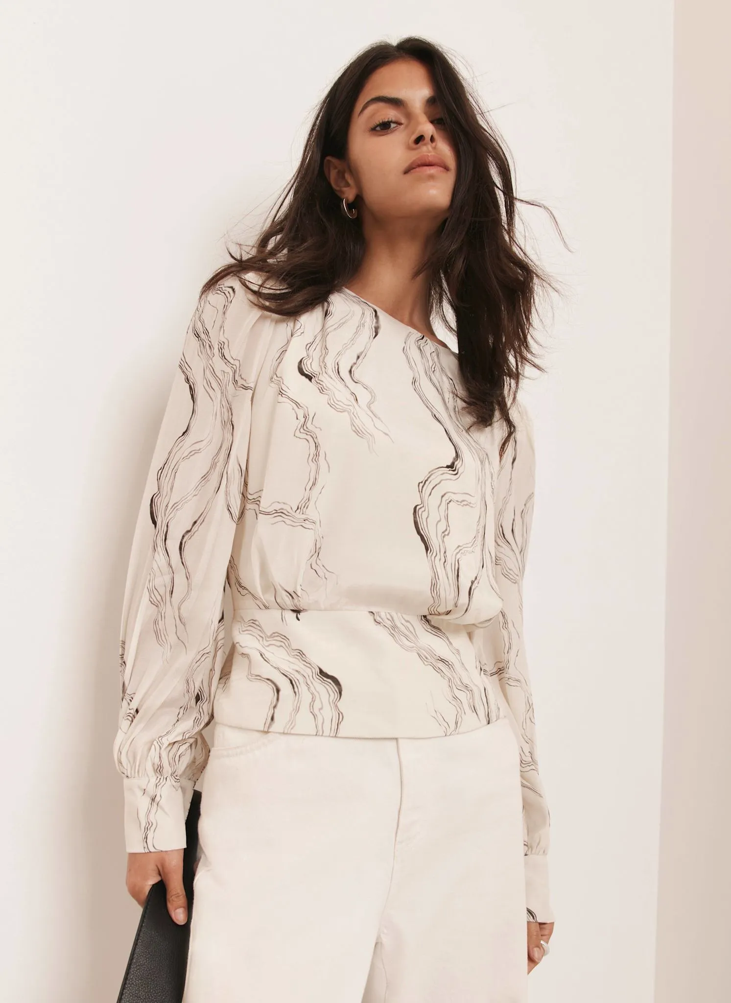 Cream Marble Print Blouse sold by Mint Velvet product image thumbnail 4