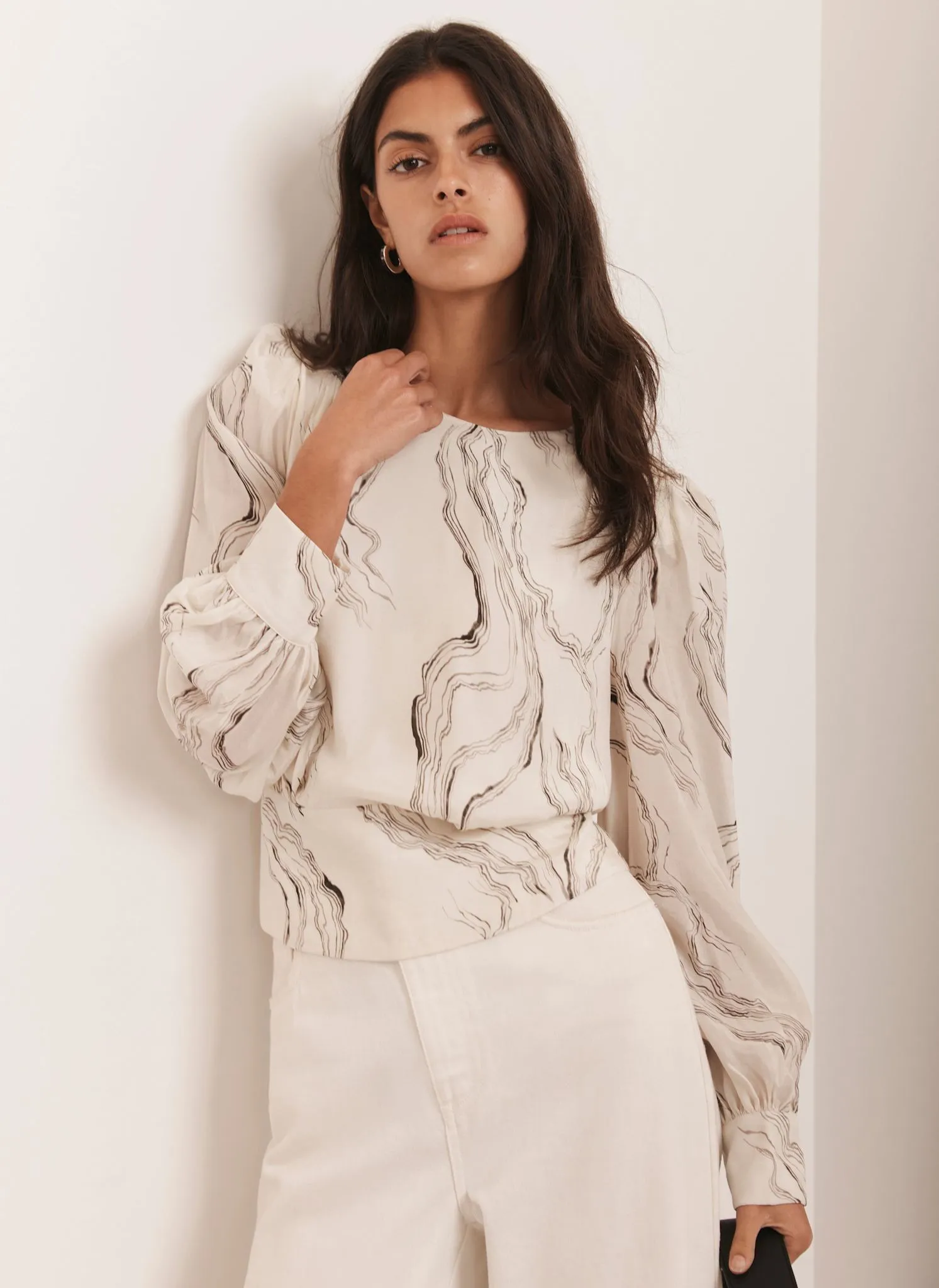 Cream Marble Print Blouse sold by Mint Velvet product image thumbnail 2