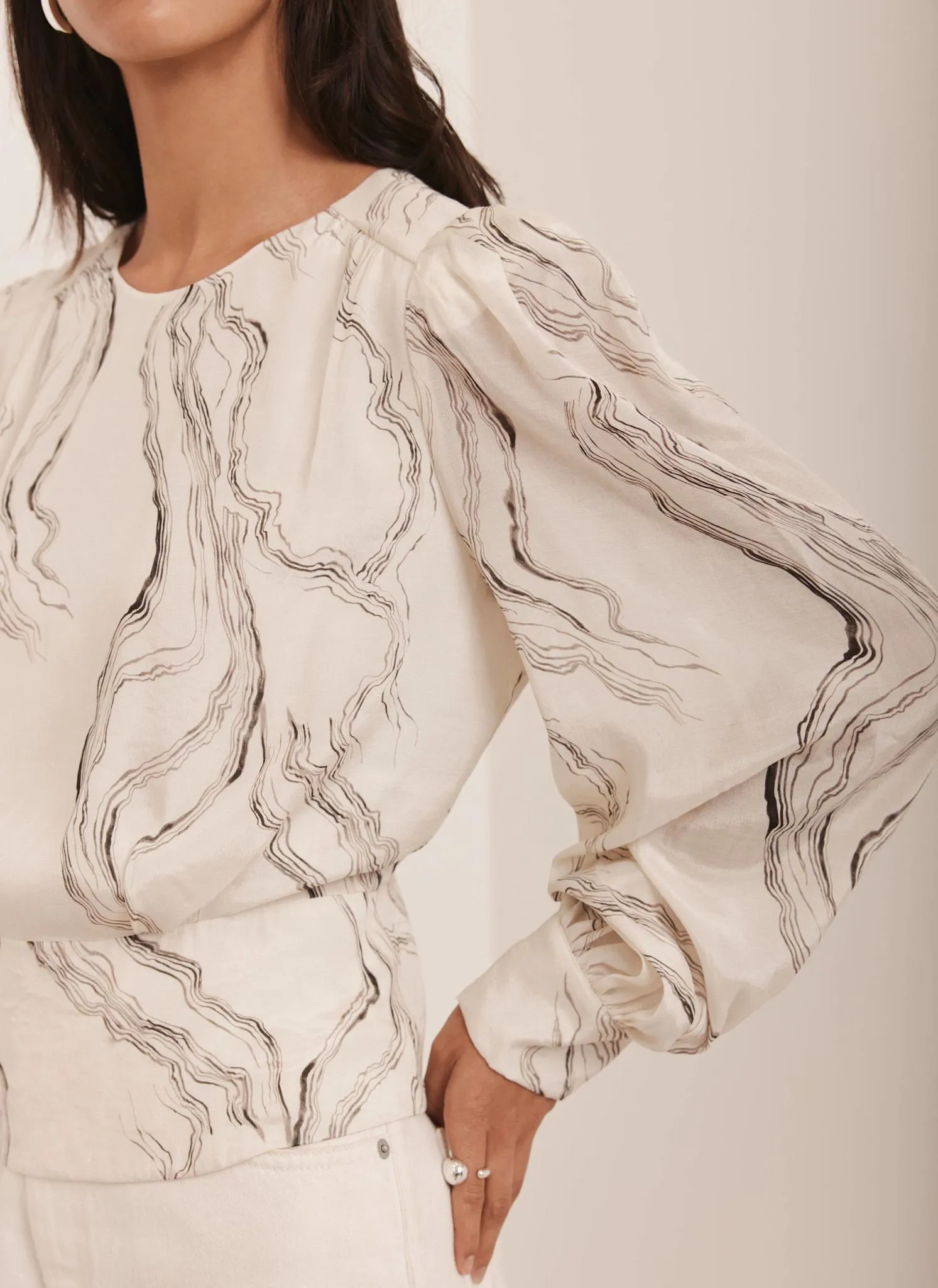 Cream Marble Print Blouse sold by Mint Velvet product image thumbnail 3