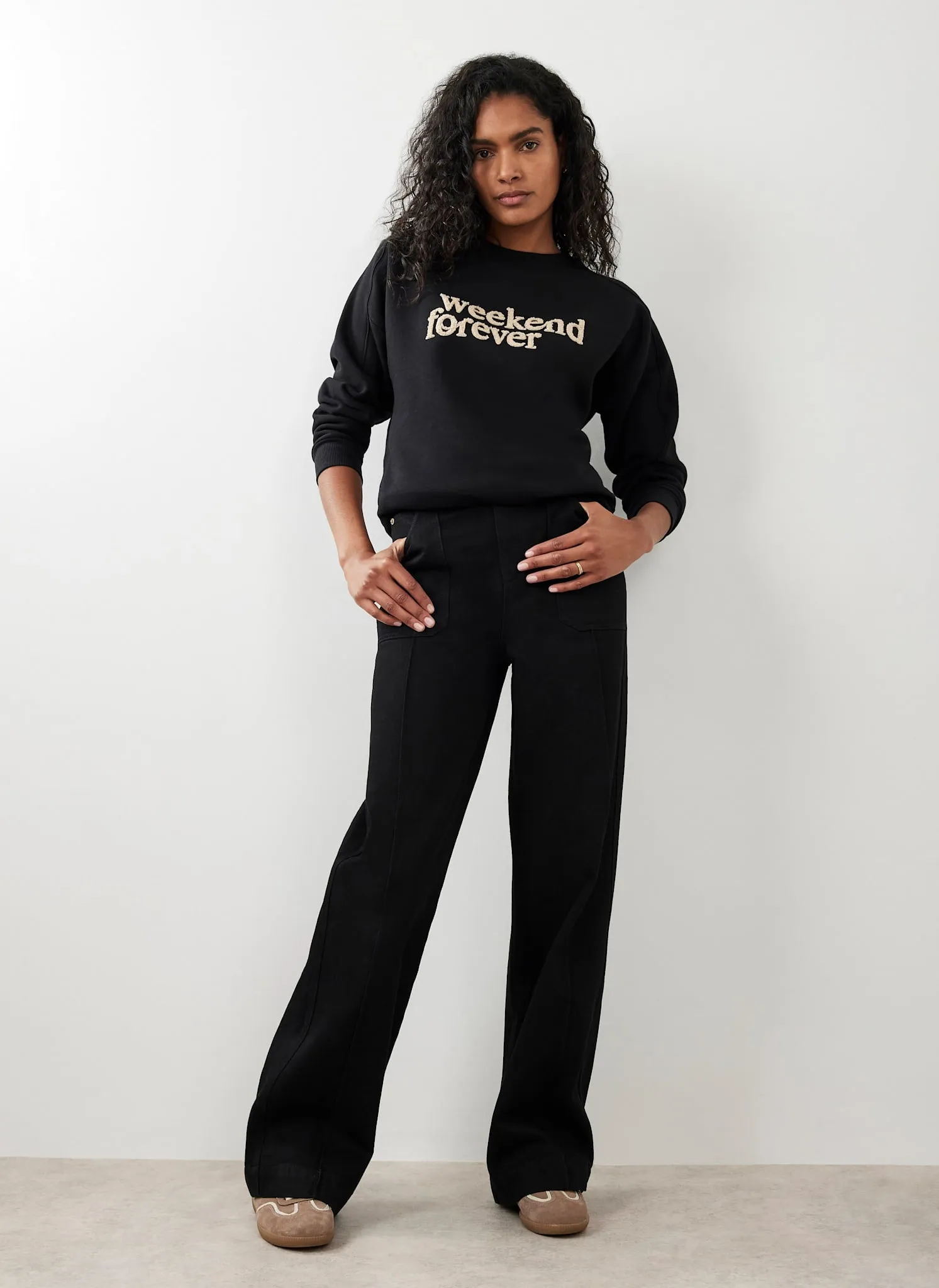 Black High Rise Wide Jeans sold by Mint Velvet product image thumbnail 2