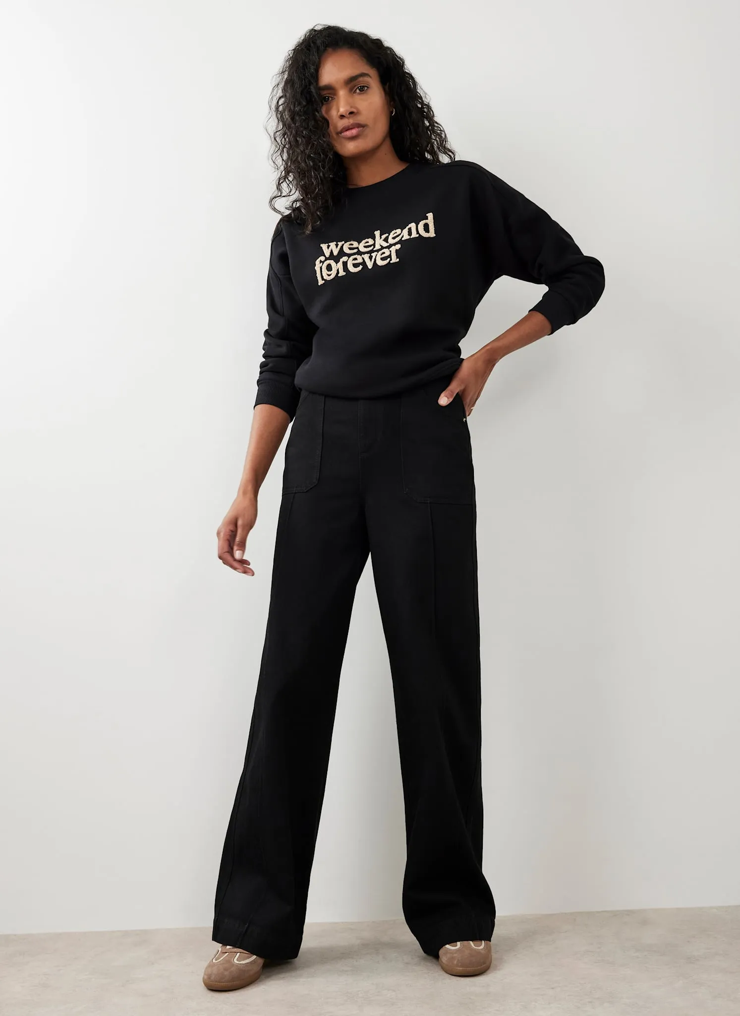 Black High Rise Wide Jeans sold by Mint Velvet product image thumbnail 4