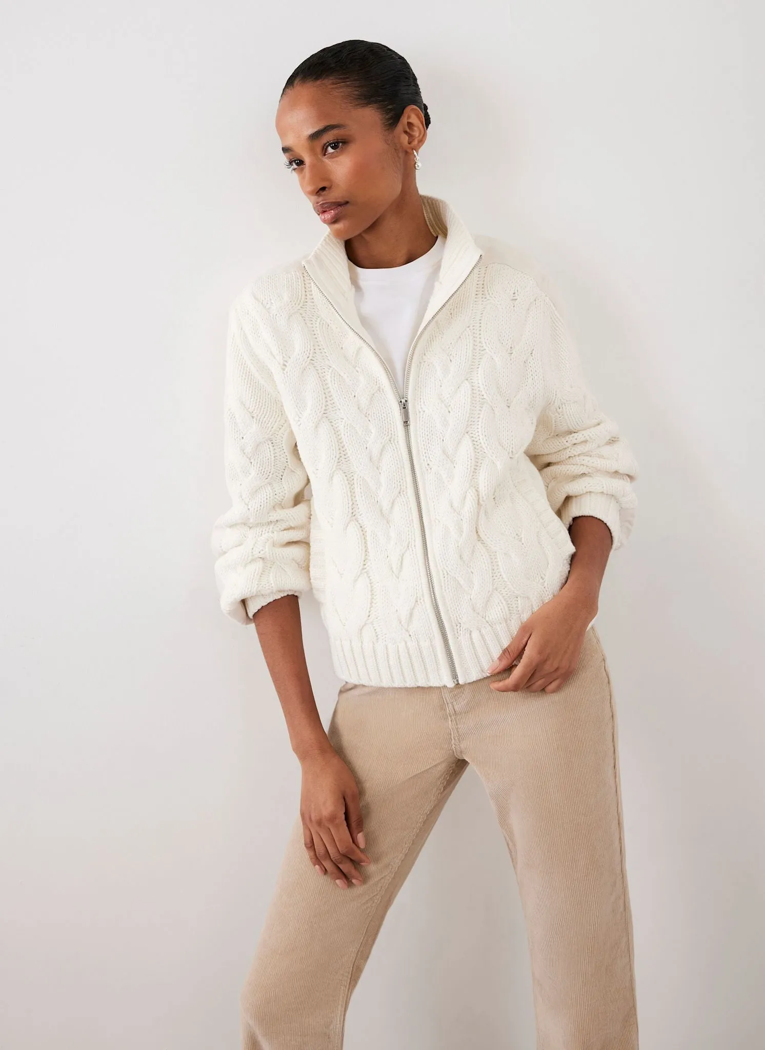 Cream Cable Knit Jacket sold by Mint Velvet
