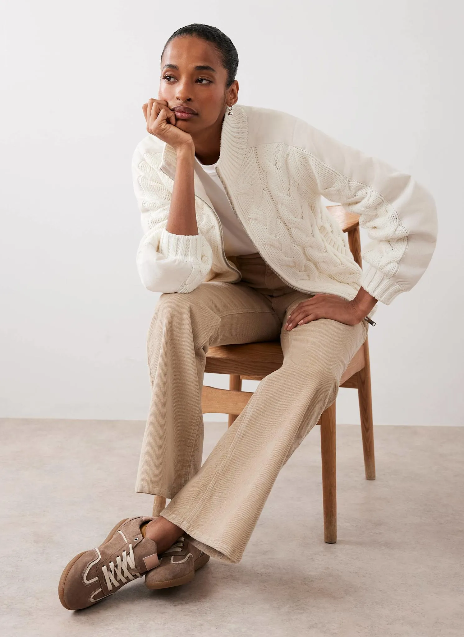 Cream Cable Knit Jacket sold by Mint Velvet product image thumbnail 2