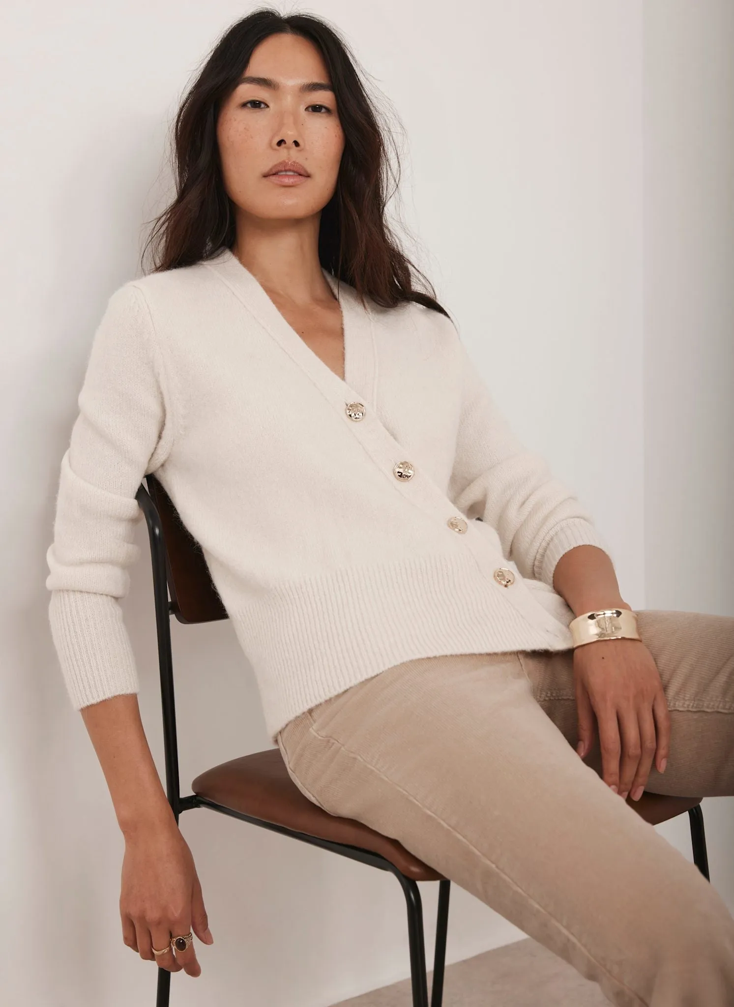 Cream Asymmetric Knit Cardigan sold by Mint Velvet product image thumbnail 2