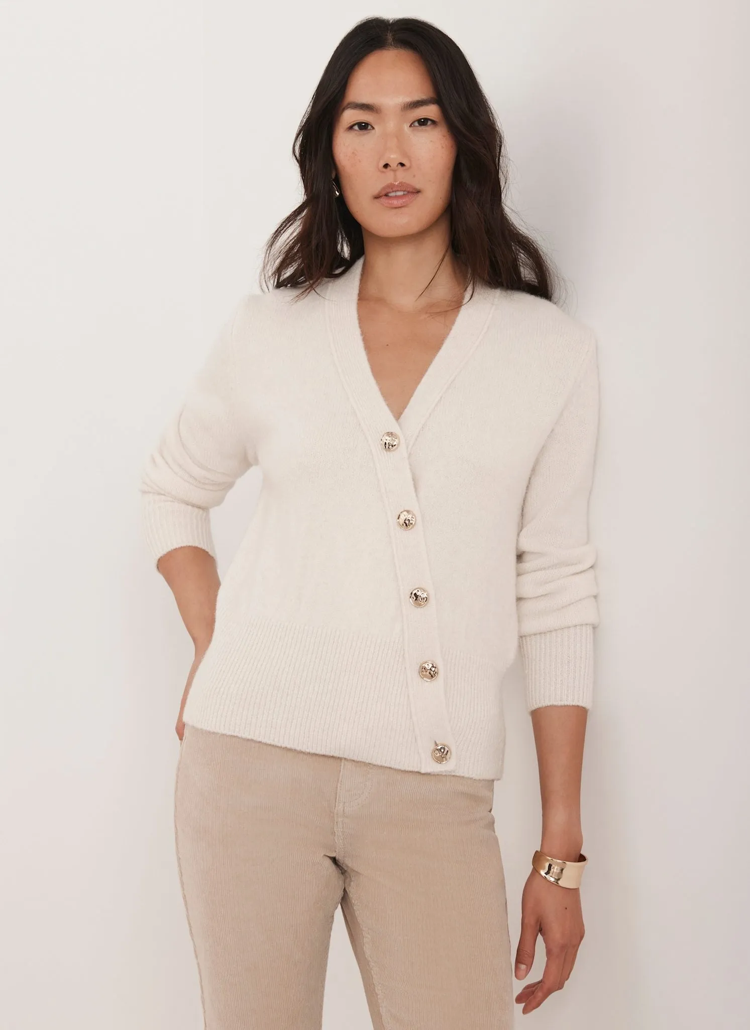 Cream Asymmetric Knit Cardigan sold by Mint Velvet product image thumbnail 3
