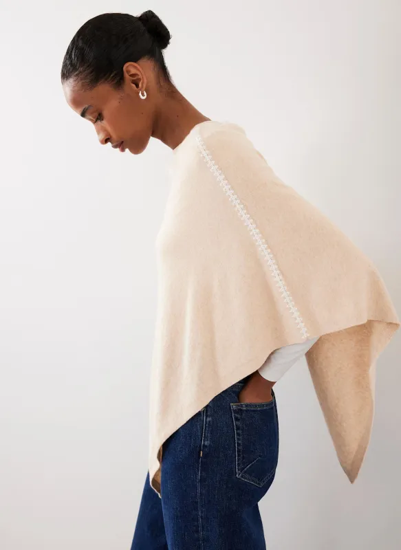 Neutral Whipstitch Knit Poncho sold by Mint Velvet