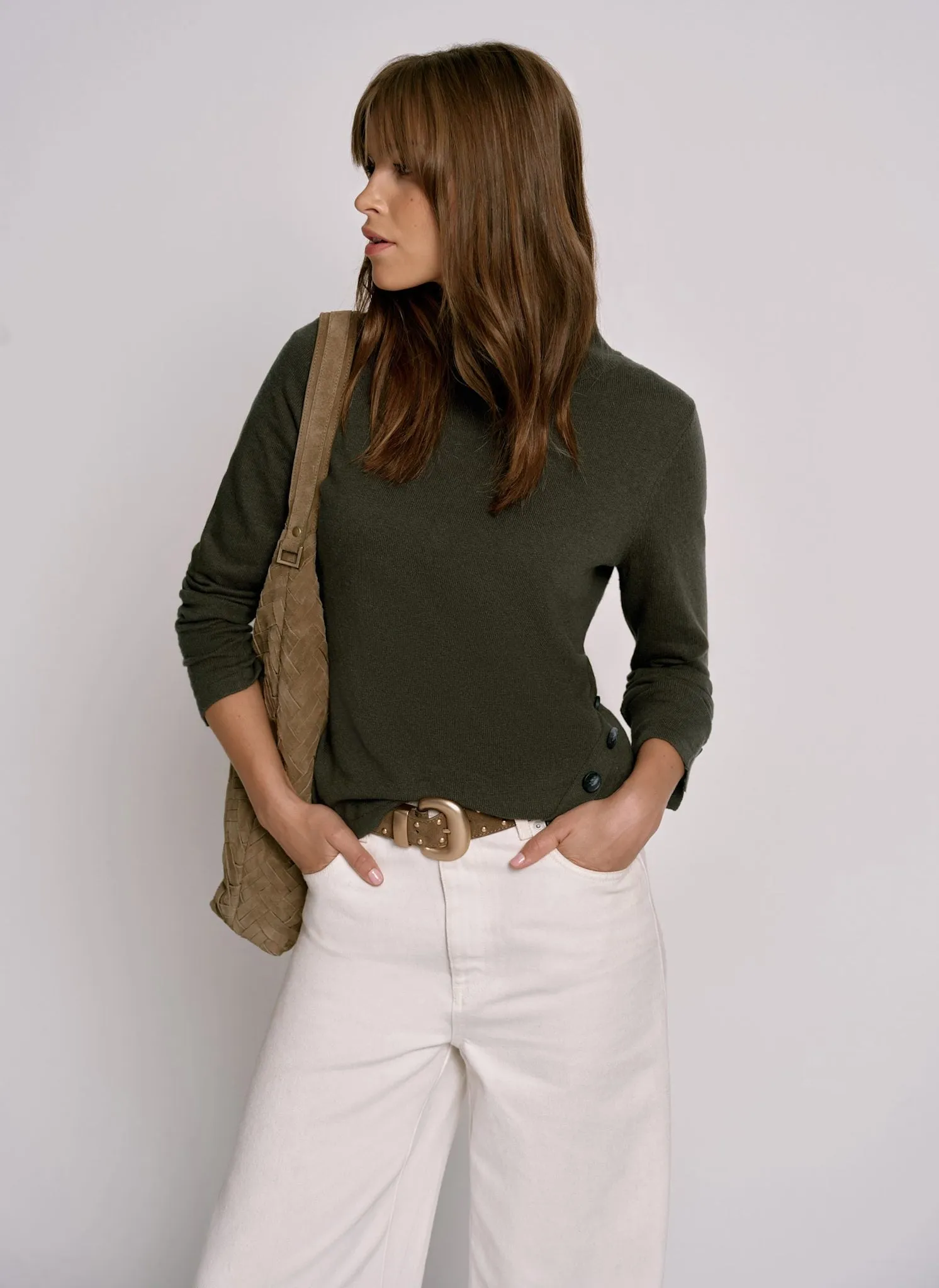 Khaki Button Detail Top sold by Mint Velvet product image thumbnail 3
