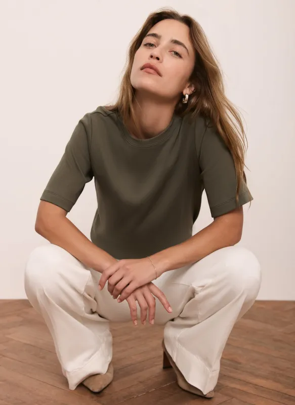 Khaki Ultimate Cotton T-Shirt sold by Mint Velvet