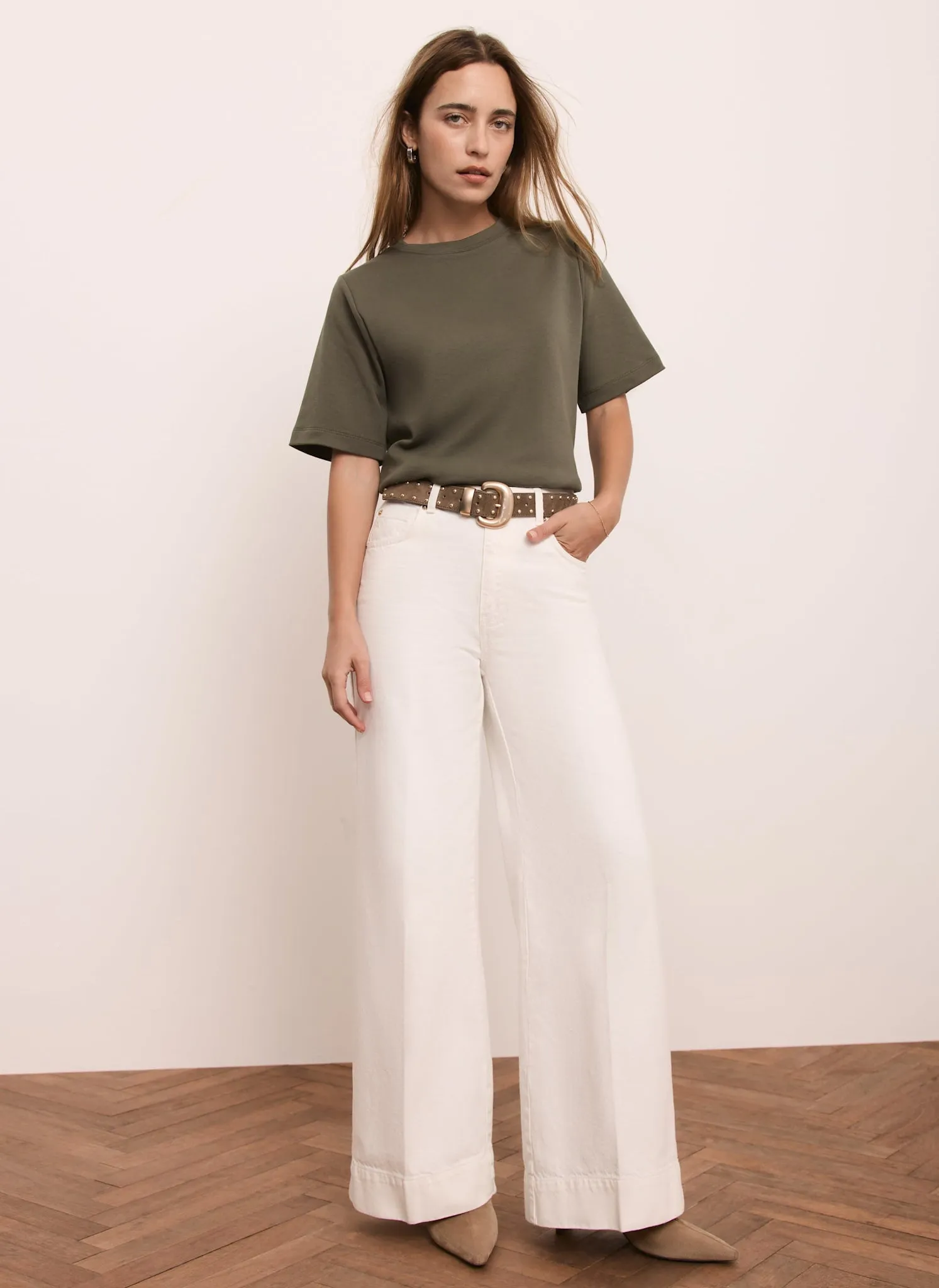 Khaki Ultimate Cotton T-Shirt sold by Mint Velvet product image thumbnail 3