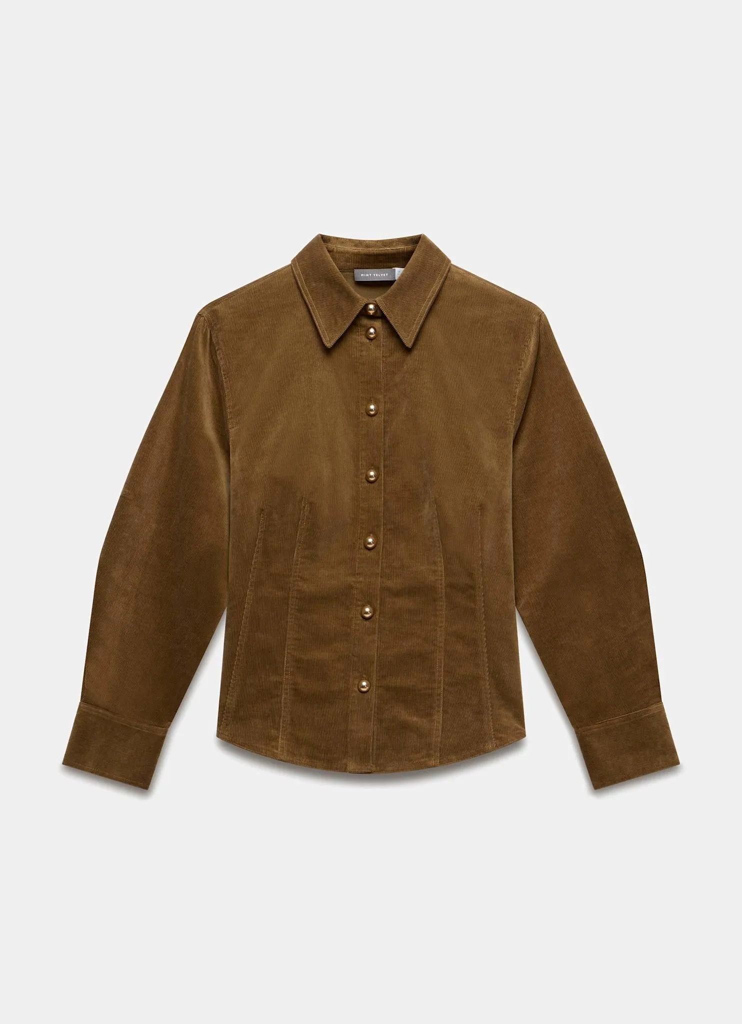 Brown Fitted Corduroy Shirt sold by Mint Velvet product image thumbnail 5