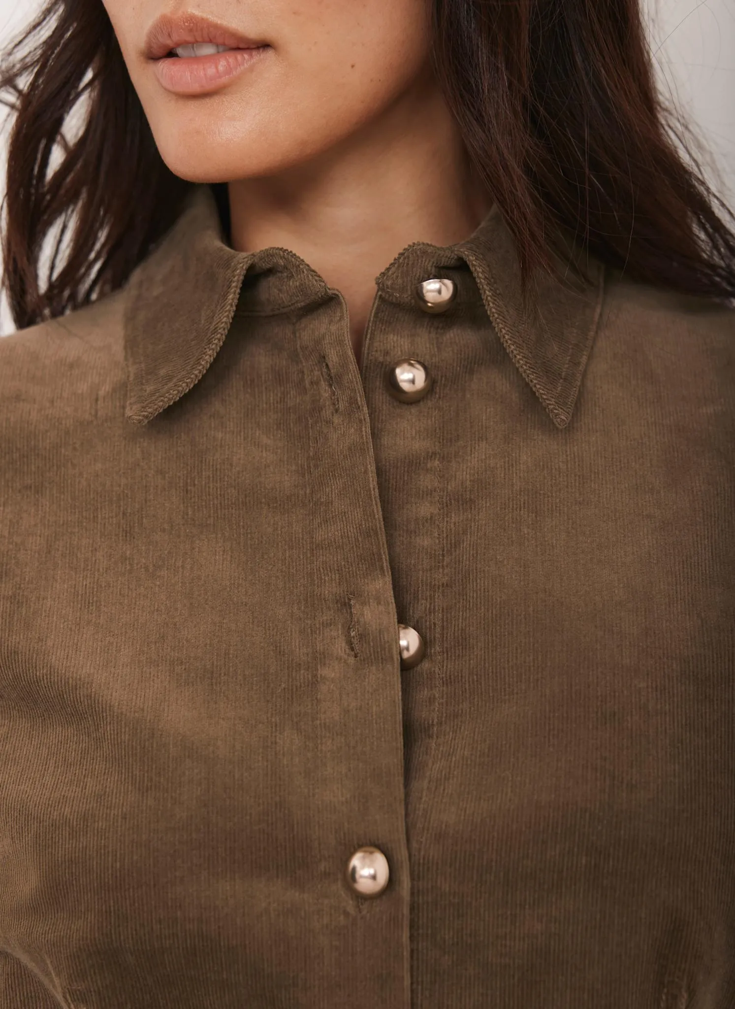 Brown Fitted Corduroy Shirt sold by Mint Velvet product image thumbnail 4