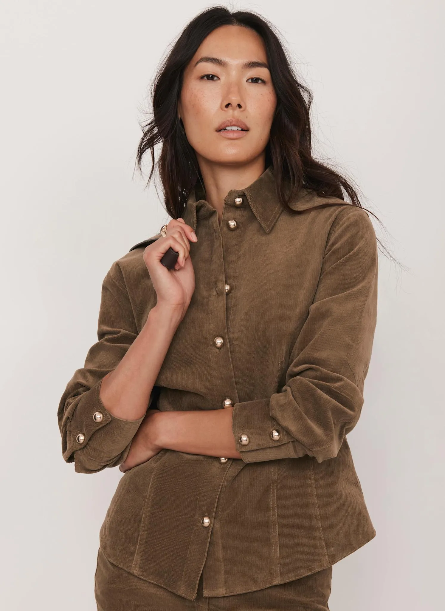 Brown Fitted Corduroy Shirt sold by Mint Velvet product image thumbnail 2