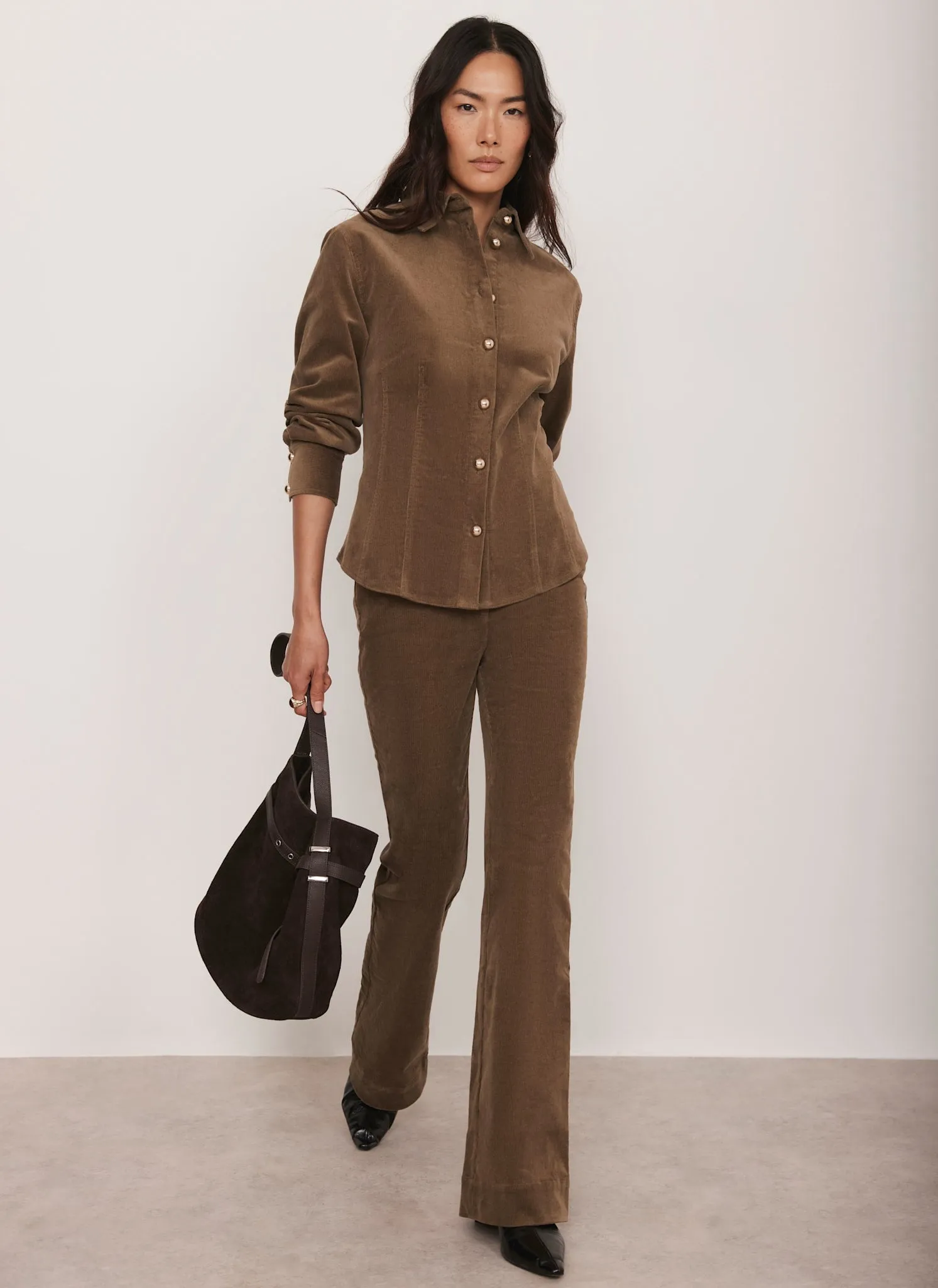 Brown Fitted Corduroy Shirt sold by Mint Velvet product image thumbnail 3