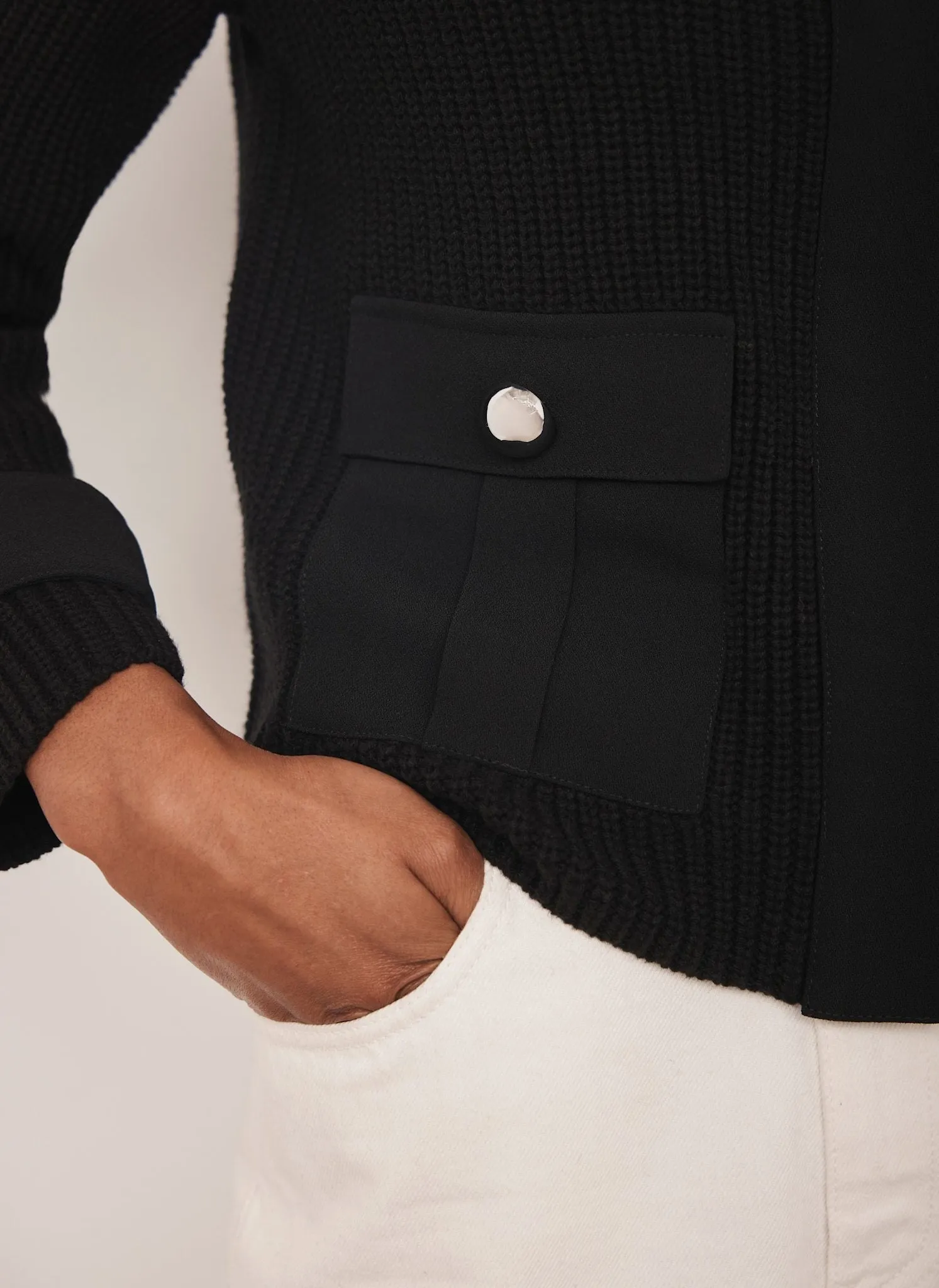 Black Cotton Blend Ribbed Jacket sold by Mint Velvet product image thumbnail 5