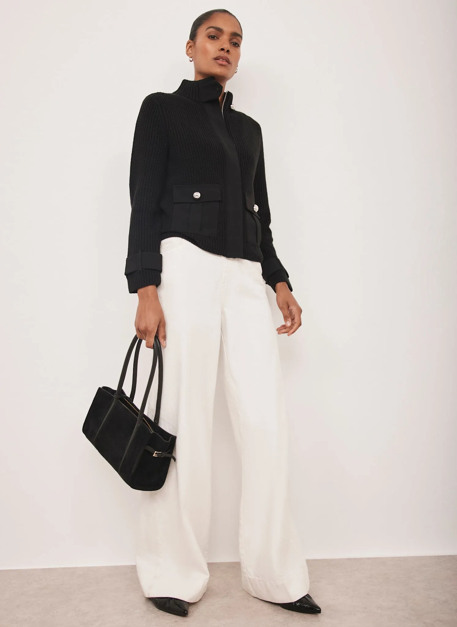 Black Cotton Blend Ribbed Jacket sold by Mint Velvet product image thumbnail 3