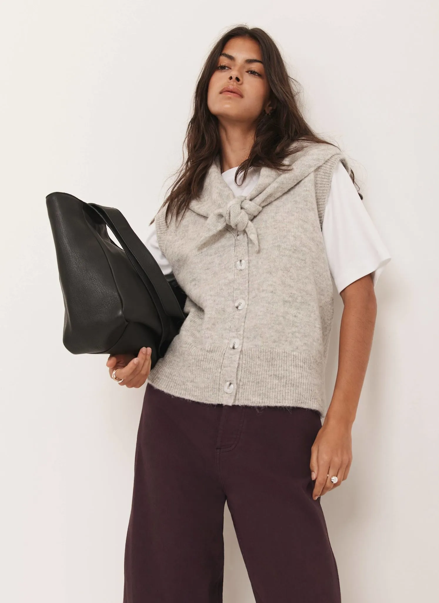 Grey Sleeveless Scarf Detail Knit Top sold by Mint Velvet product image thumbnail 2