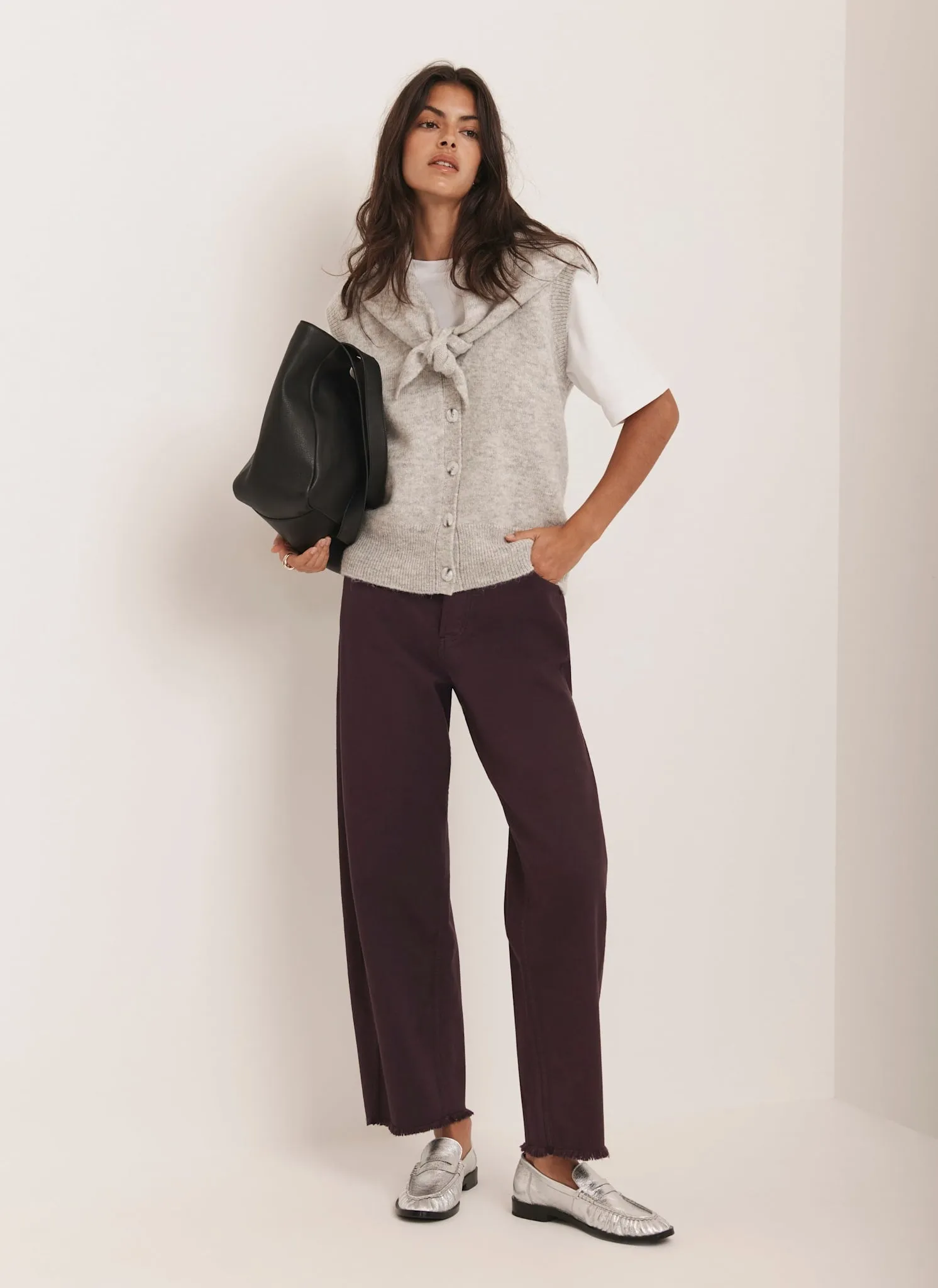 Grey Sleeveless Scarf Detail Knit Top sold by Mint Velvet product image thumbnail 4