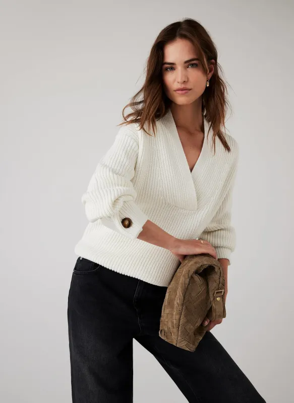 White Cotton Blend Knit Jumper sold by Mint Velvet