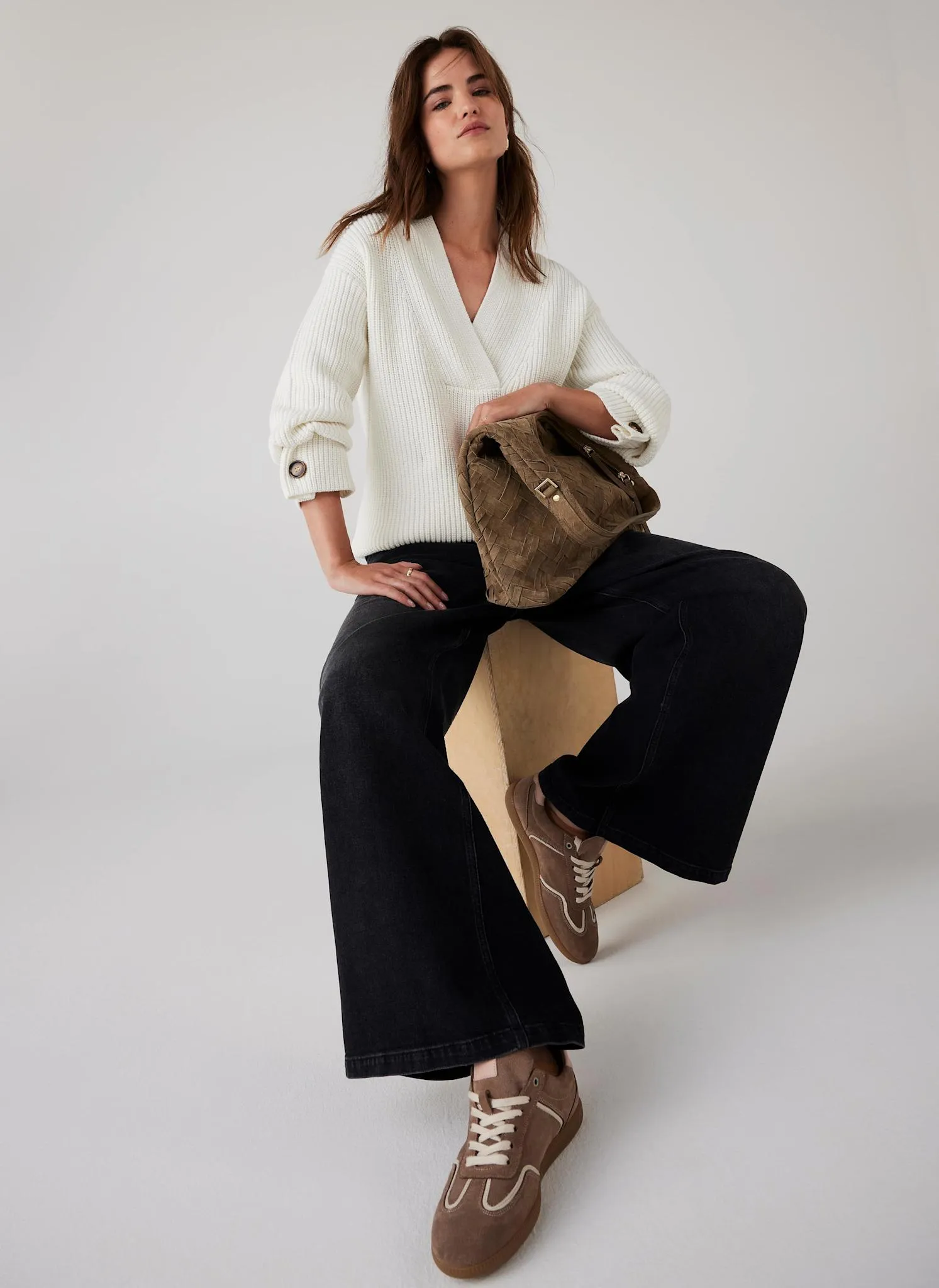 White Cotton Blend Knit Jumper sold by Mint Velvet product image thumbnail 2