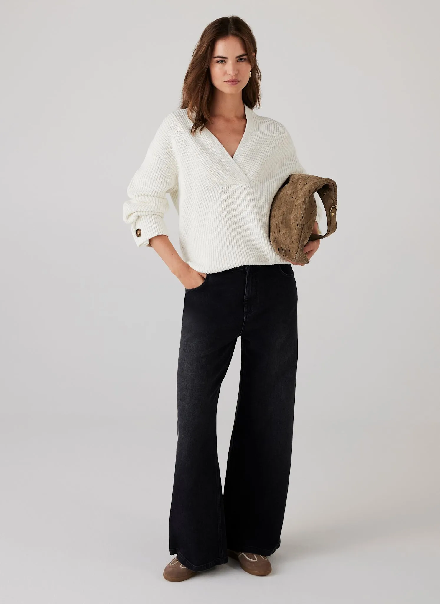 White Cotton Blend Knit Jumper sold by Mint Velvet product image thumbnail 3