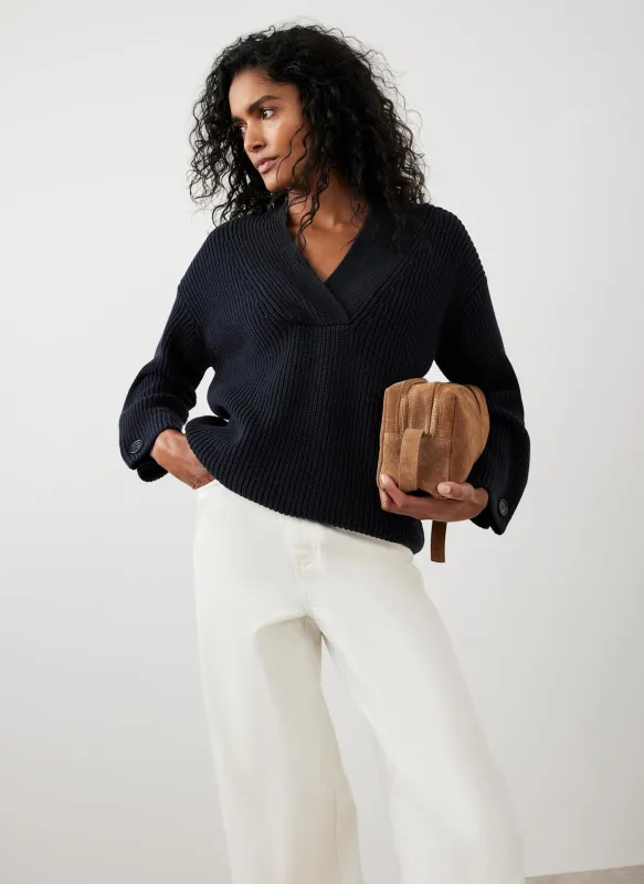 Navy Cotton Blend Chunky Knit Jumper sold by Mint Velvet