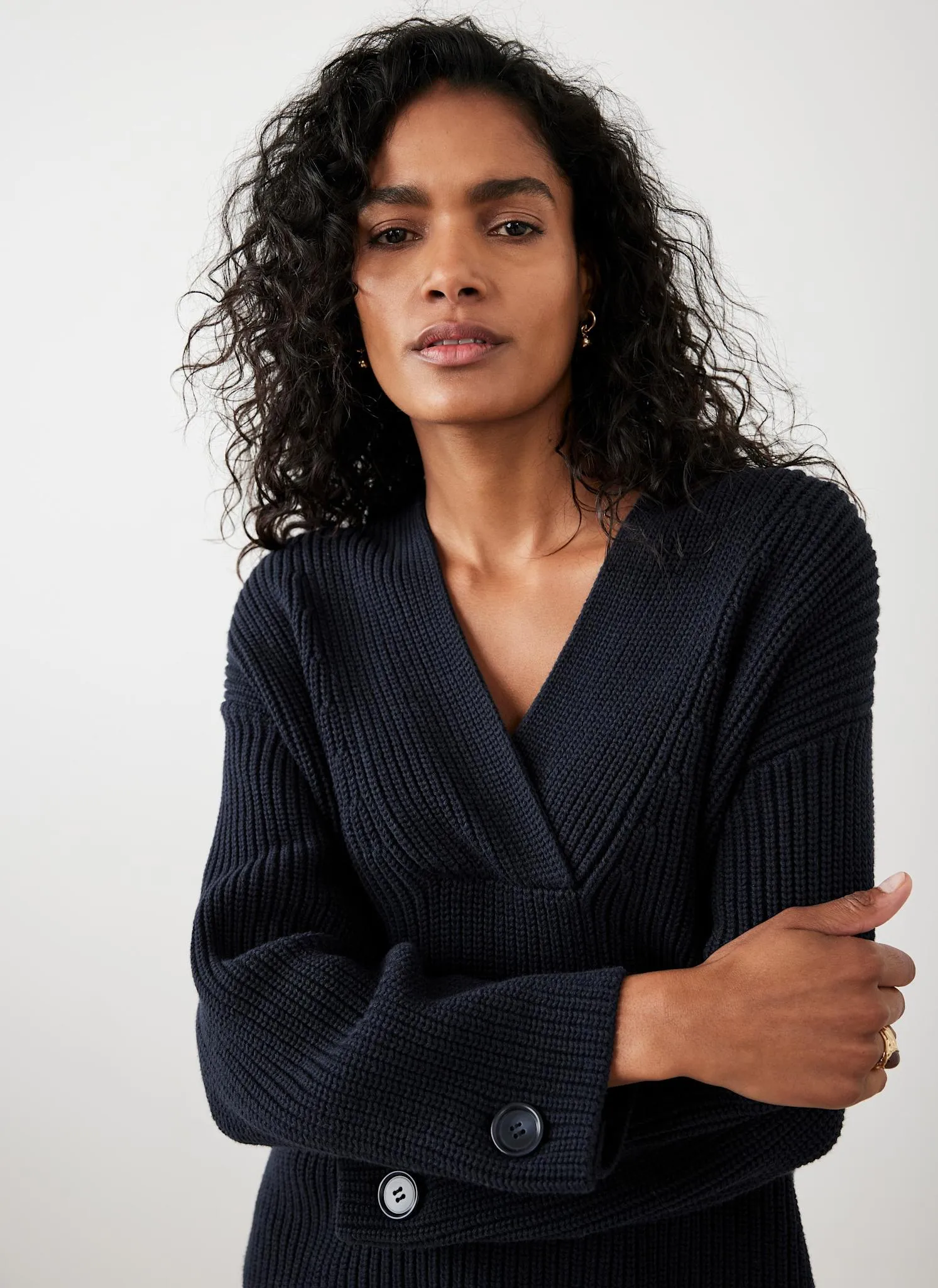 Navy Cotton Blend Chunky Knit Jumper sold by Mint Velvet product image thumbnail 2