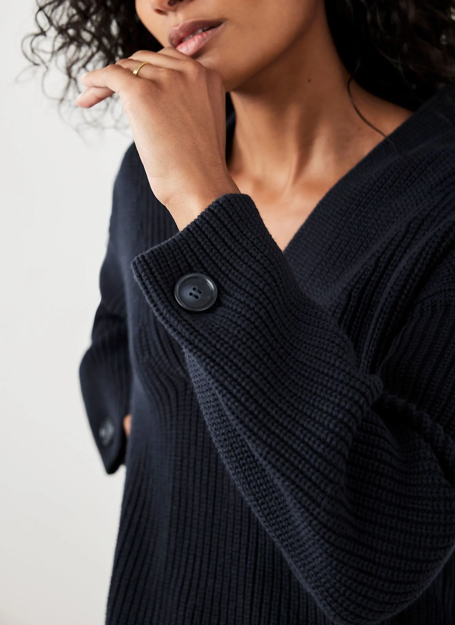 Navy Cotton Blend Chunky Knit Jumper sold by Mint Velvet product image thumbnail 4