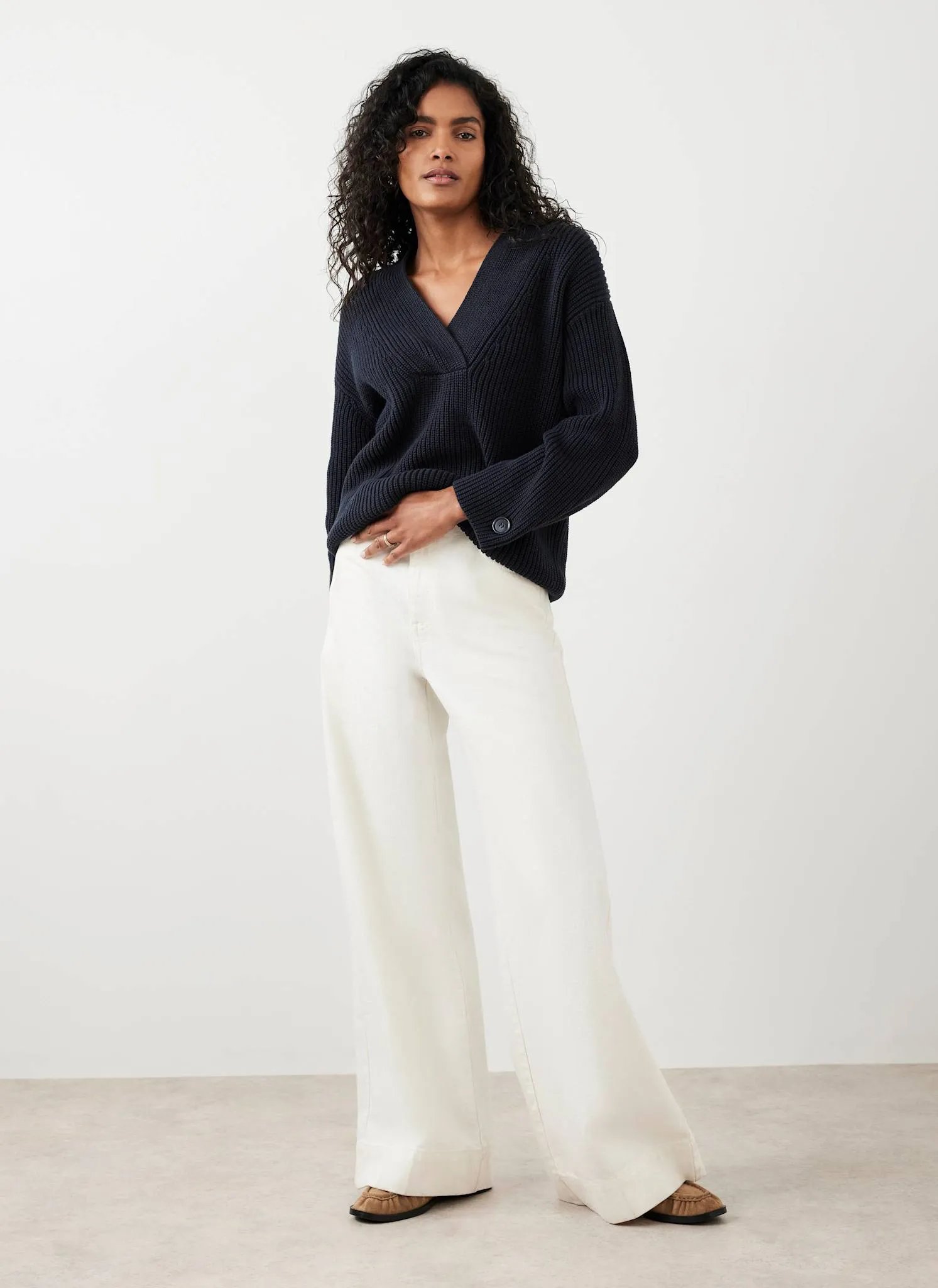 Navy Cotton Blend Chunky Knit Jumper sold by Mint Velvet product image thumbnail 3