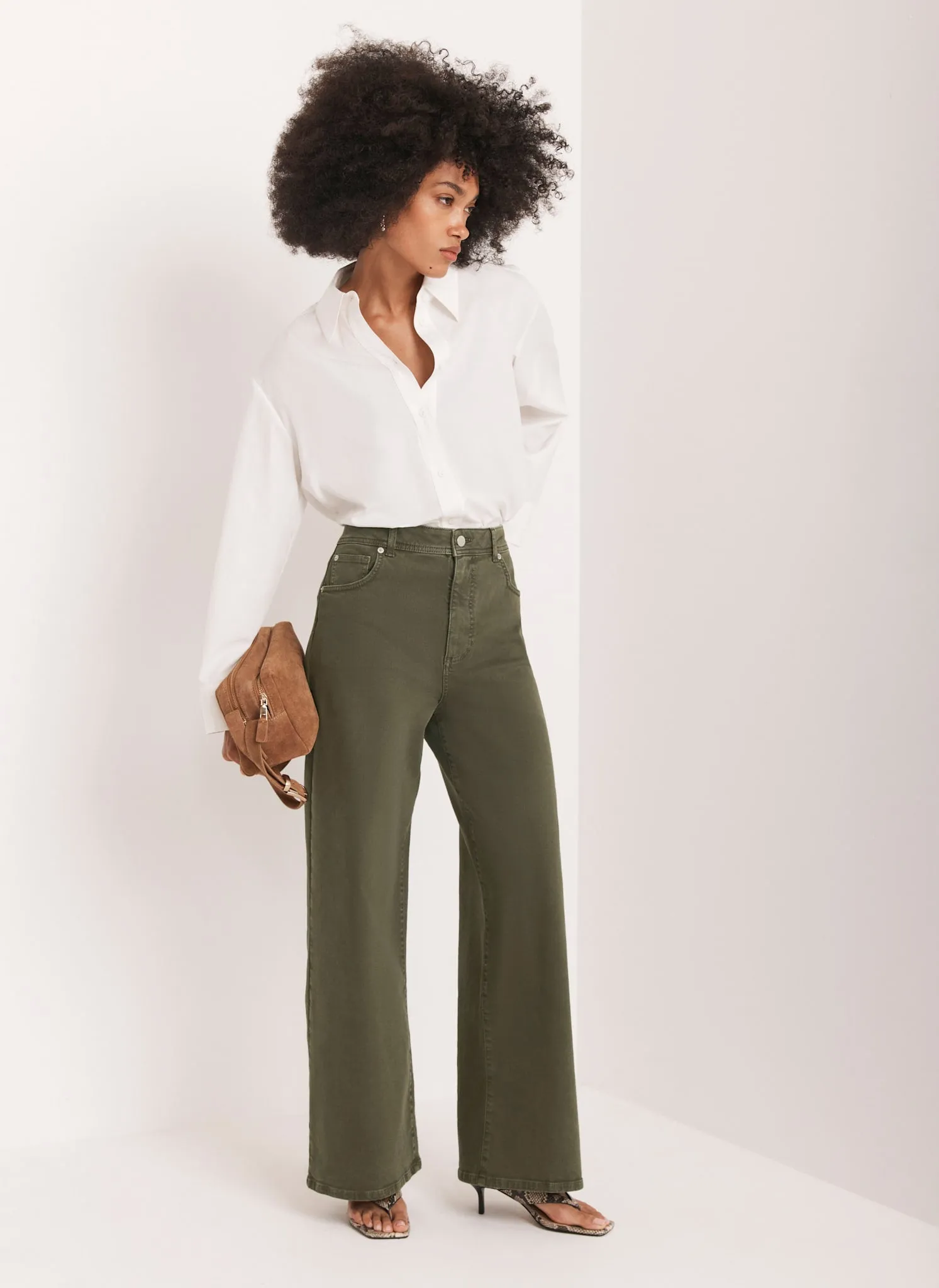 Khaki Wide Leg Jeans sold by Mint Velvet