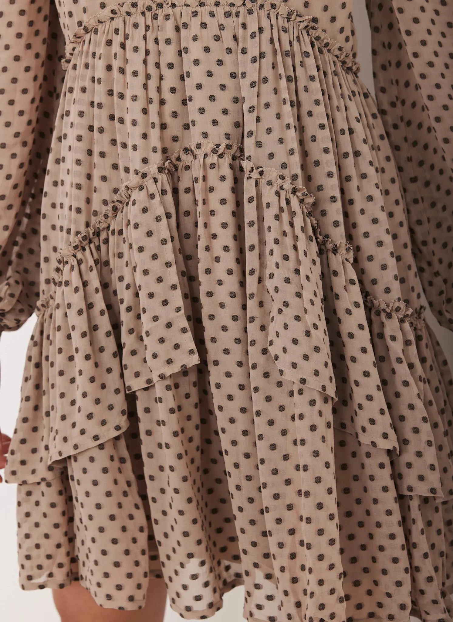 Neutral Jacquard Polka Dot Mini Dress sold by Mint Velvet product image thumbnail 4