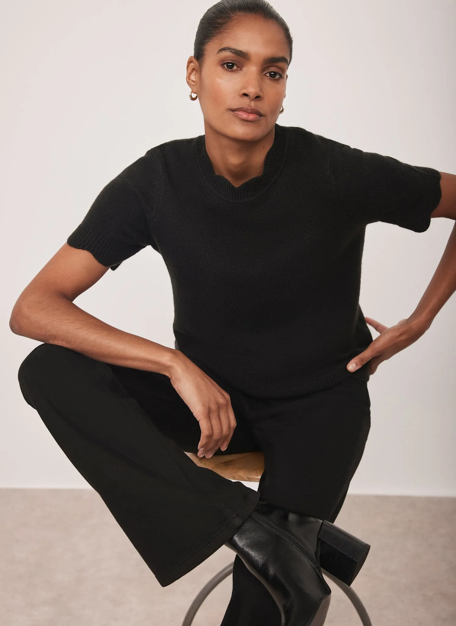 Black Scallop Knit Top sold by Mint Velvet product image thumbnail 3