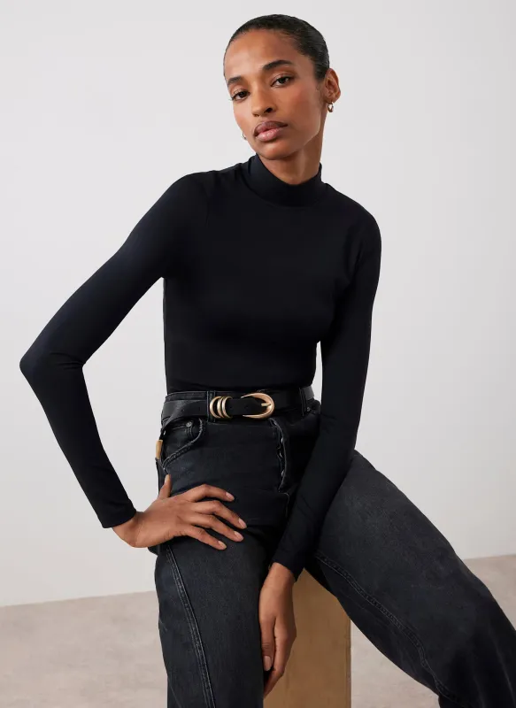 Black High Neck Layering Top sold by Mint Velvet