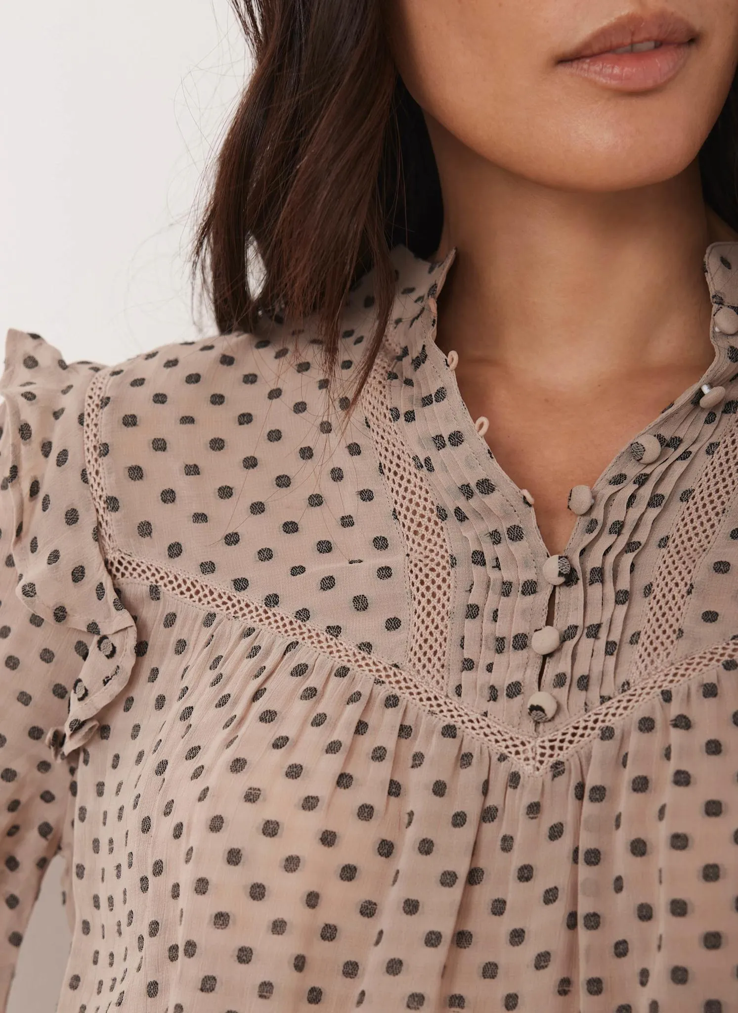 Neutral Jacquard Polka Dot Blouse sold by Mint Velvet product image thumbnail 5
