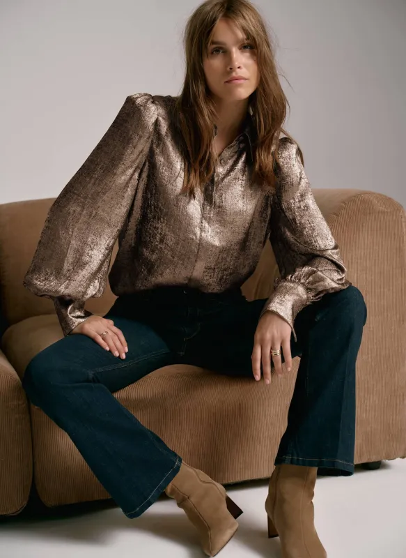 Gold Metallic Long Sleeve Shirt sold by Mint Velvet