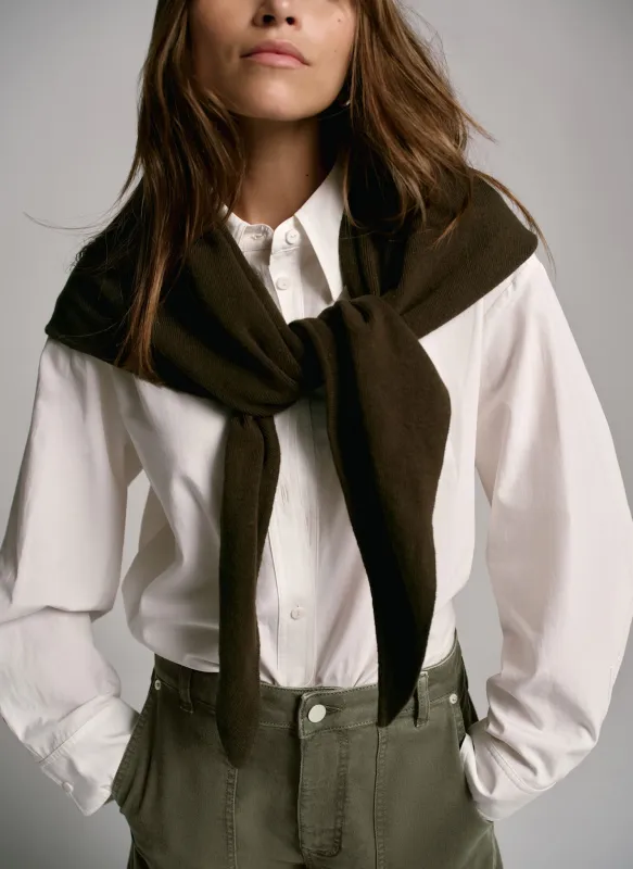 Khaki Wrap Triangle Knit Scarf sold by Mint Velvet