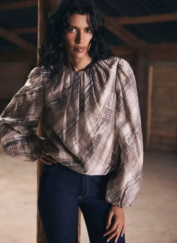 Brown Check Print Blouse sold by Mint Velvet