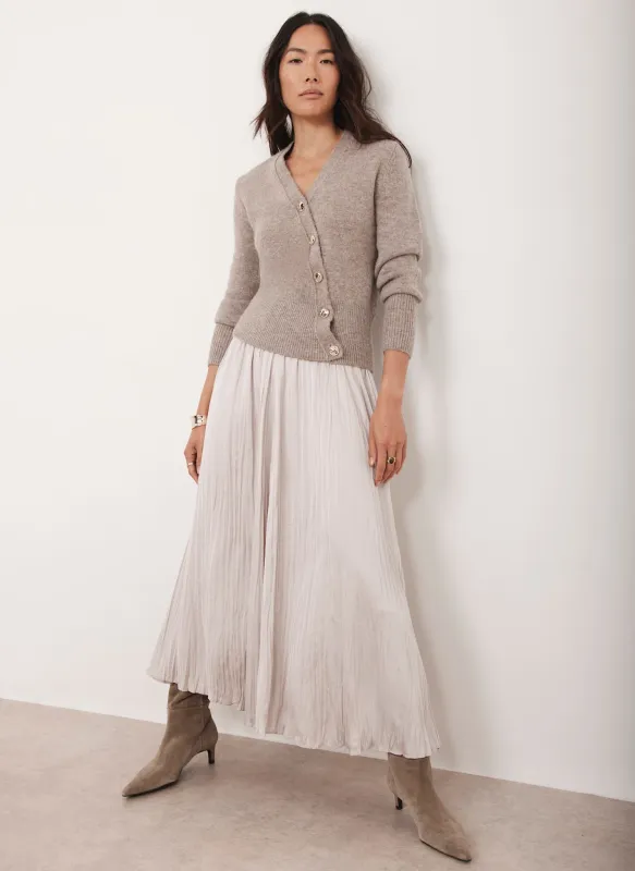 Neutral Crinkle Maxi Skirt sold by Mint Velvet