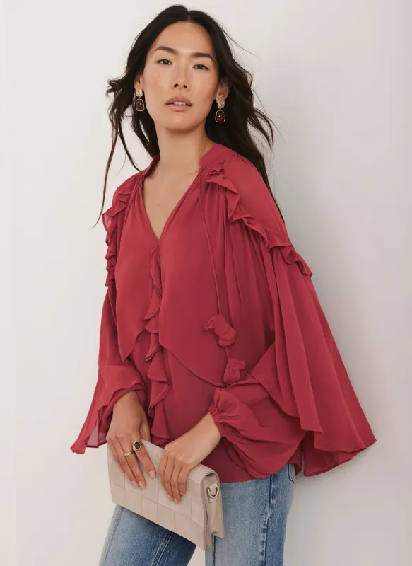 Pink Ruffle Layered Blouse sold by Mint Velvet