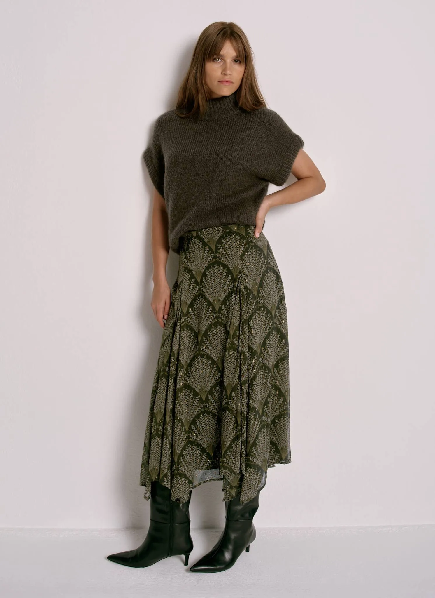 Khaki Floral Print Skirt sold by Mint Velvet product image thumbnail 2