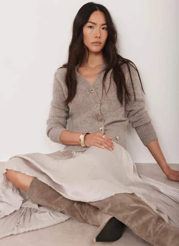 Neutral Asymmetric Detail Cardigan sold by Mint Velvet